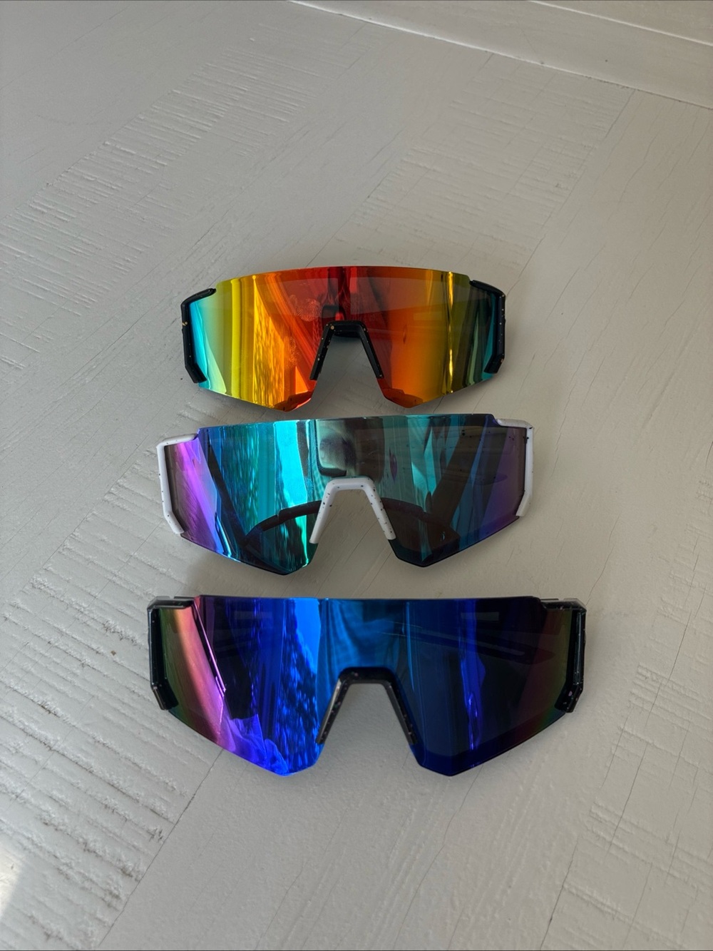Three Interchangeable Mirrored Sports Sunglass Lenses - Multicolor 3 Pack
